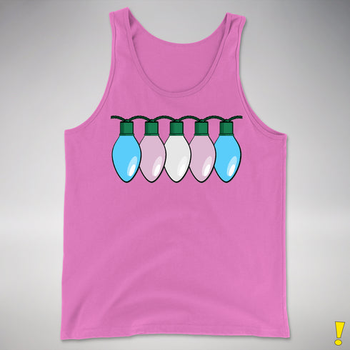 Transgender Pride Flag Christmas Lights Premium Tank Top - Neon Pink